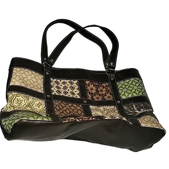 RELIC Patchwork Tote Bag Leather Trim Shoulder Bag Designer Purse Mobwife animal - Picture 1 of 7